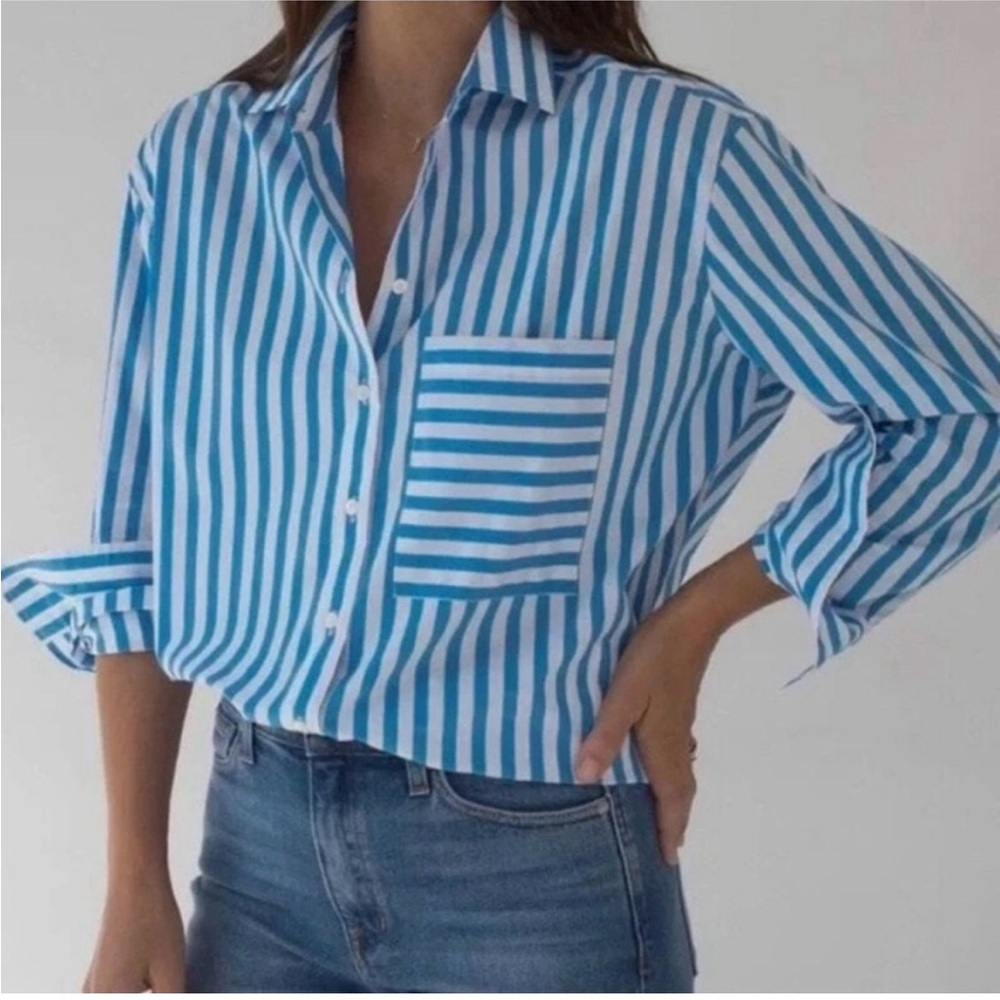 AYR The Deep End Blue Striped Women's Shirt